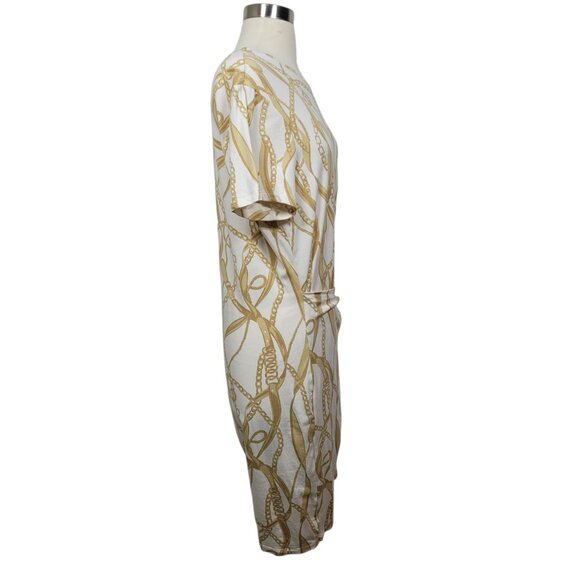 Lauren Ralph Lauren White Chainlink Print Tie Waist Dress Size XL Above Knee - Picture 4 of 11
